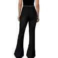 thumbnail image 5 of QURATI Women's High Waisted Flare Jeans | Retro Stretchy Bell Bottom Denim Pants Womens Bottoms Black L, 5 of 9