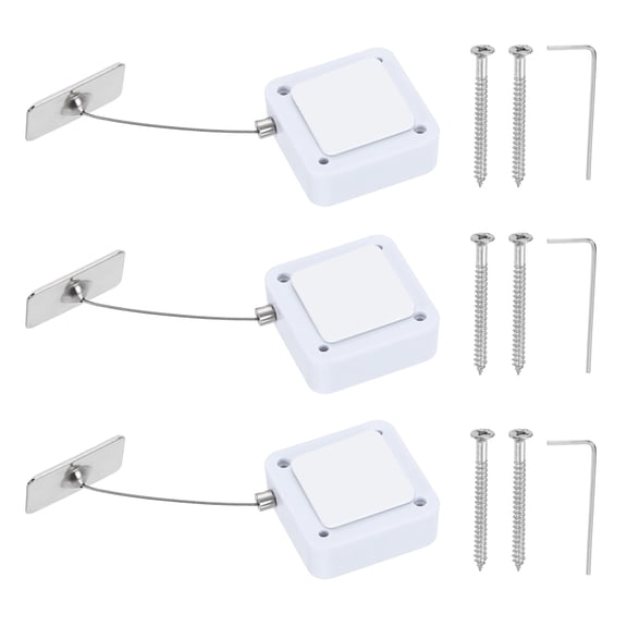Uxcell 6.6ft (2M) Retractable Remote Control Cable Tether 7.05oz, 3PCS Remote Control Security Lanyard Lock Adjustable Locking Leash with Iron Cap for TVs Phone Tablets Showroom, White