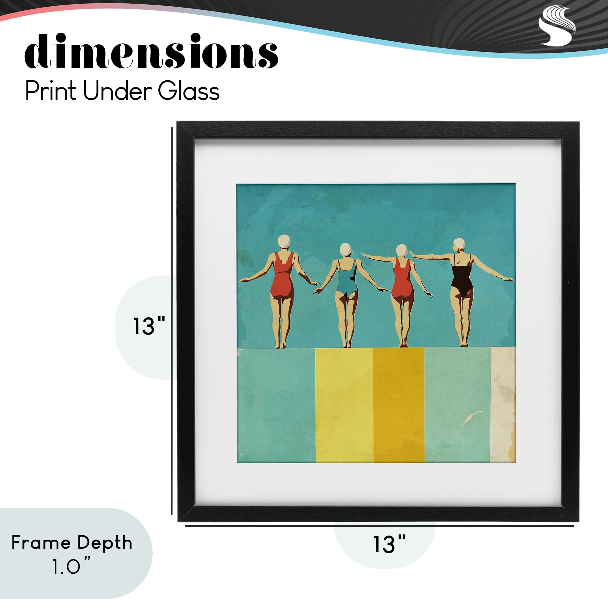 Stupell Industries Four Figures on the Pool Black Framed Print Under Glass, design by Layla Oz