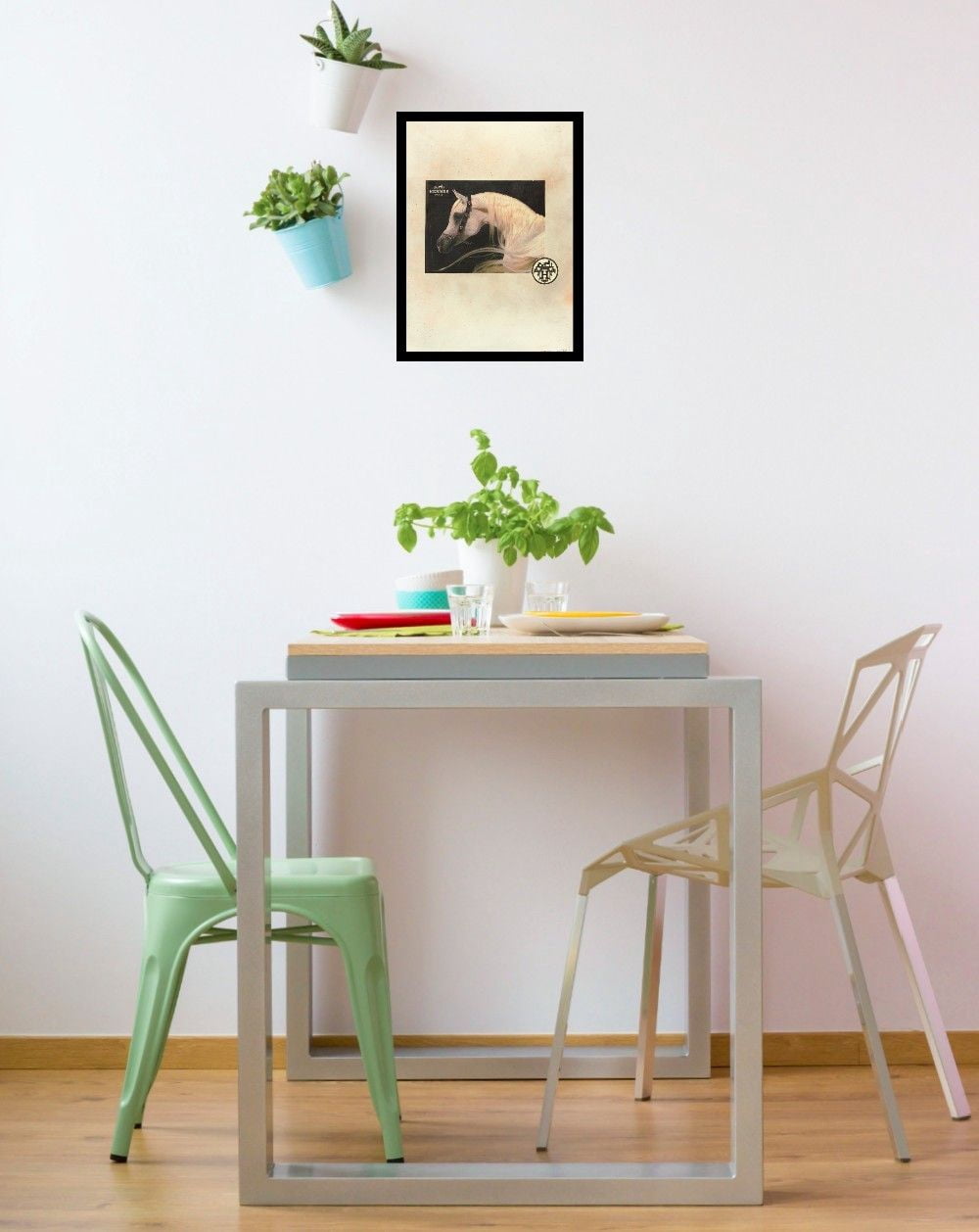 Venice Beach Collection's Gorgeous Fashion White Horse 14x18 Framed Print