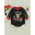 thumbnail image 2 of Christmas Rompers Toddler Baby Rompers Snowman/ Elk/ Santa Print Casual Long Sleeve Jumpsuit for Newborn Girl Boy, 2 of 8