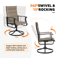thumbnail image 5 of UDPATIO Low Back Swivel Patio Chairs Set of 2, Padded Outdoor Textilene Dining Chairs, All Weather Metal Outside Chair for Lawn Garden Deck, Brown, 5 of 8