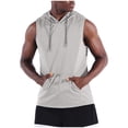 thumbnail image 6 of JXMVOJ Summer Men's Hooded Sleeveless Solid Color T-Shirt, Polyester Lightweight Breathable Design for Casual Outdoor Daily Multi-Occasion, Versatile Anti-Shrink Fashion Tops, 6 of 8