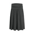 thumbnail image 4 of Women Regular Skirt With Pockets Below The Knee Length Color Ruched Flowy Midi Skirt Gray L, 4 of 5