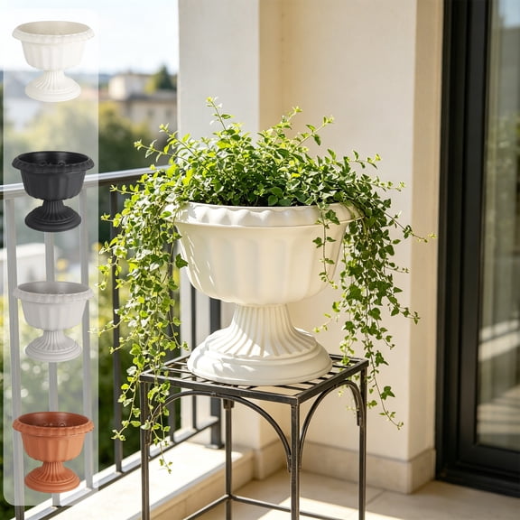 Garden Decorative Planter - European-Style Vintage Planter, Tower-Style Hydroponic Planter, Durable Plastic Flower Pot, Lightweight Plant Container, Indoor Outdoor Use, Brown, Ccwuwei
