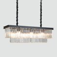 thumbnail image 2 of MEELIGHTING 12-Lights Modern Rectangular Crystal Chandeliers Rectangle Contemporary Linear Pendant Ceiling Light Fixture for Kitchen Island Dining Room Bar, Black 47 Inch, 2 of 3