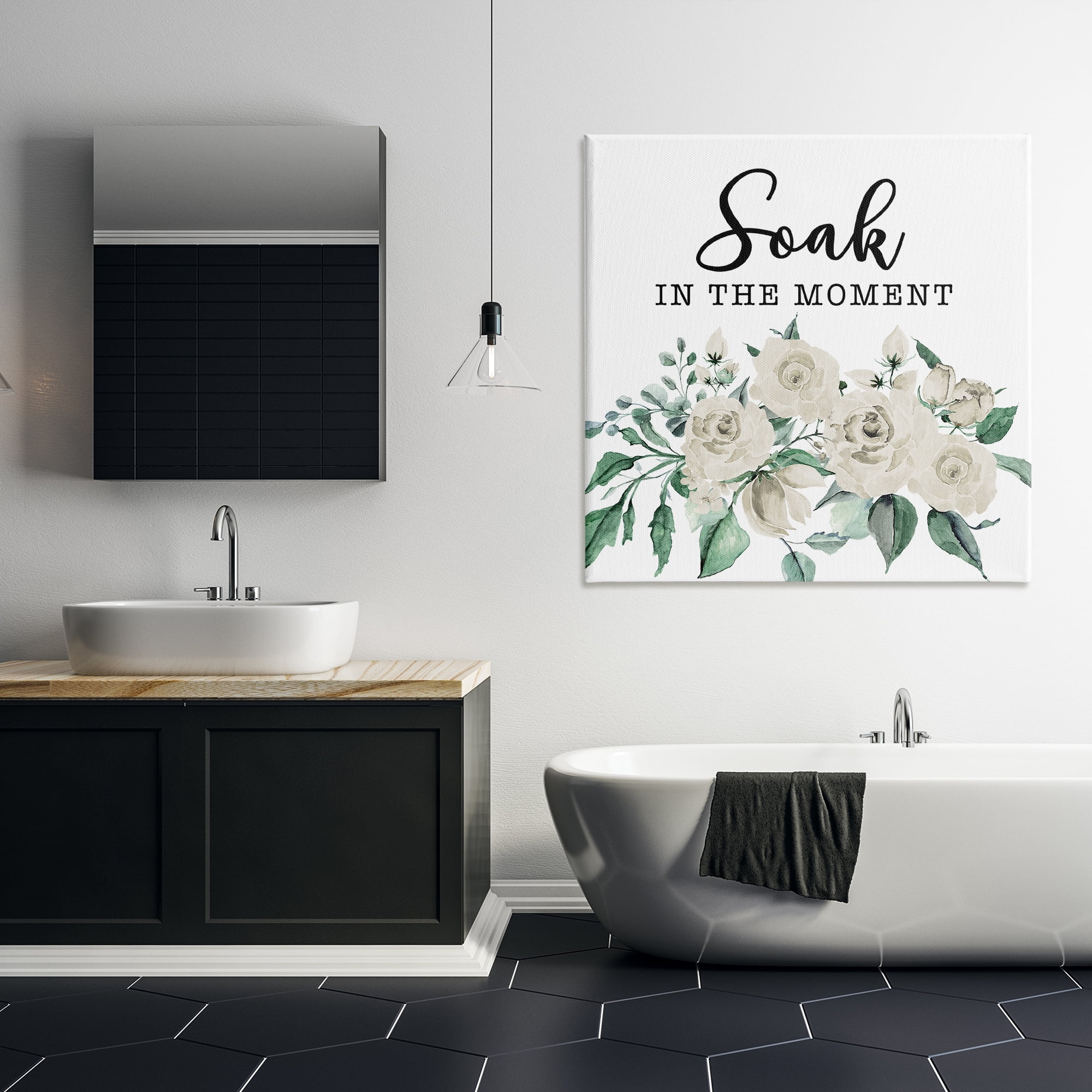 Stupell Industries Soak The Moment Florals Bath & Laundry Painting Wrapped Canvas Art Print Wall Art, 36 x 36