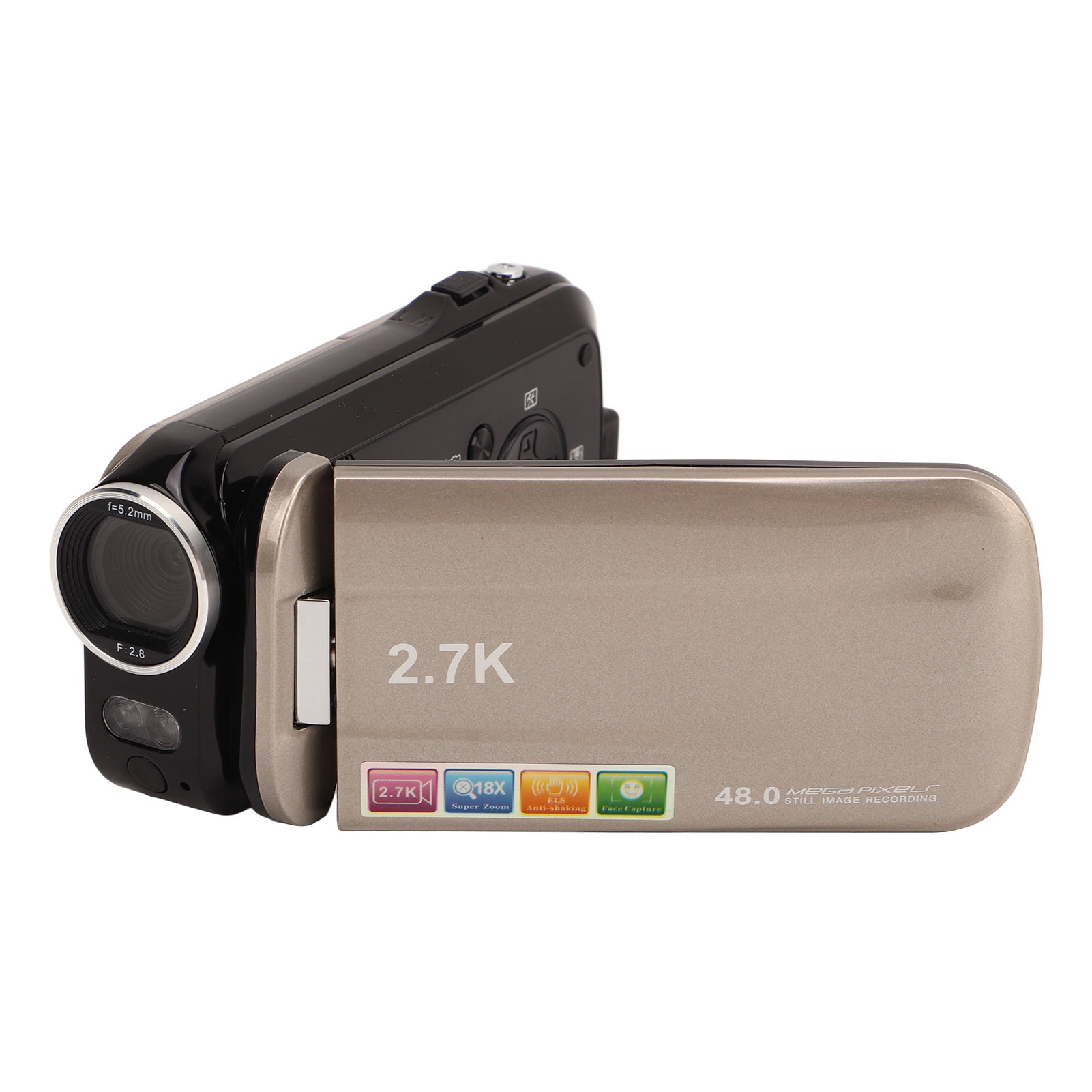 2.7K Video Camera Camcorder 48MP 18X Zoom 3 Inch 180 Degree Rotating Screen Night Vision Digital Camera Recorder with Remote for Travel Vlogging