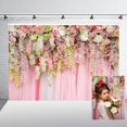 thumbnail image 1 of Rideau Mural Fleurs Roses 2.2x1.5m Décorations de Mariage pour Fête Fond Photo Table de Dessert Nuptiale, 1 of 5