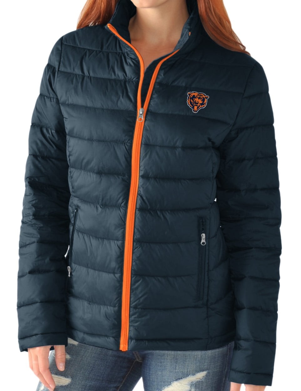 Chicago Bears Women's NFL "Catch" Full Zip Packable Quilted Jacket with Bag by G-III Sports