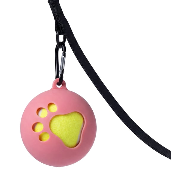 One Paw, Rubber Holder with Tennis Ball for Dogs, Play Fetch, Pink