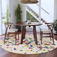 thumbnail image 3 of Colorful Polka Dot Round Area Rug 8Ft Washable Large Circle Rugs for Living Room Dorm, Cartoon Cute Abstract Graffiti Beige Non-Slip Carpet Floor Mats Indoor Outdoor Carpet Runner Home Decor, 3 of 8