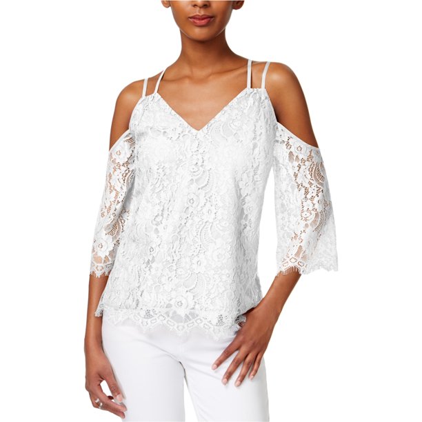 bar III Blusa tejida con hombros descubiertos para mujer, blanca, mediana bar III Tejer