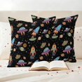 thumbnail image 2 of Outdoor Pillow Covers Pack of 2, Cartoon Rocket Space Planet Waterproof Throw Pillowcase Cushion Cases, Cute Spaceship on Black Decorative Pillow Cover for Couch Sofa Home Bed Patio, 2 of 9