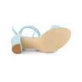thumbnail image 5 of BLISSFUL STEP Style Women's Open Toe Slouching Front Strap Lace Up Block Heels Sandals Light Blue 9, 5 of 8