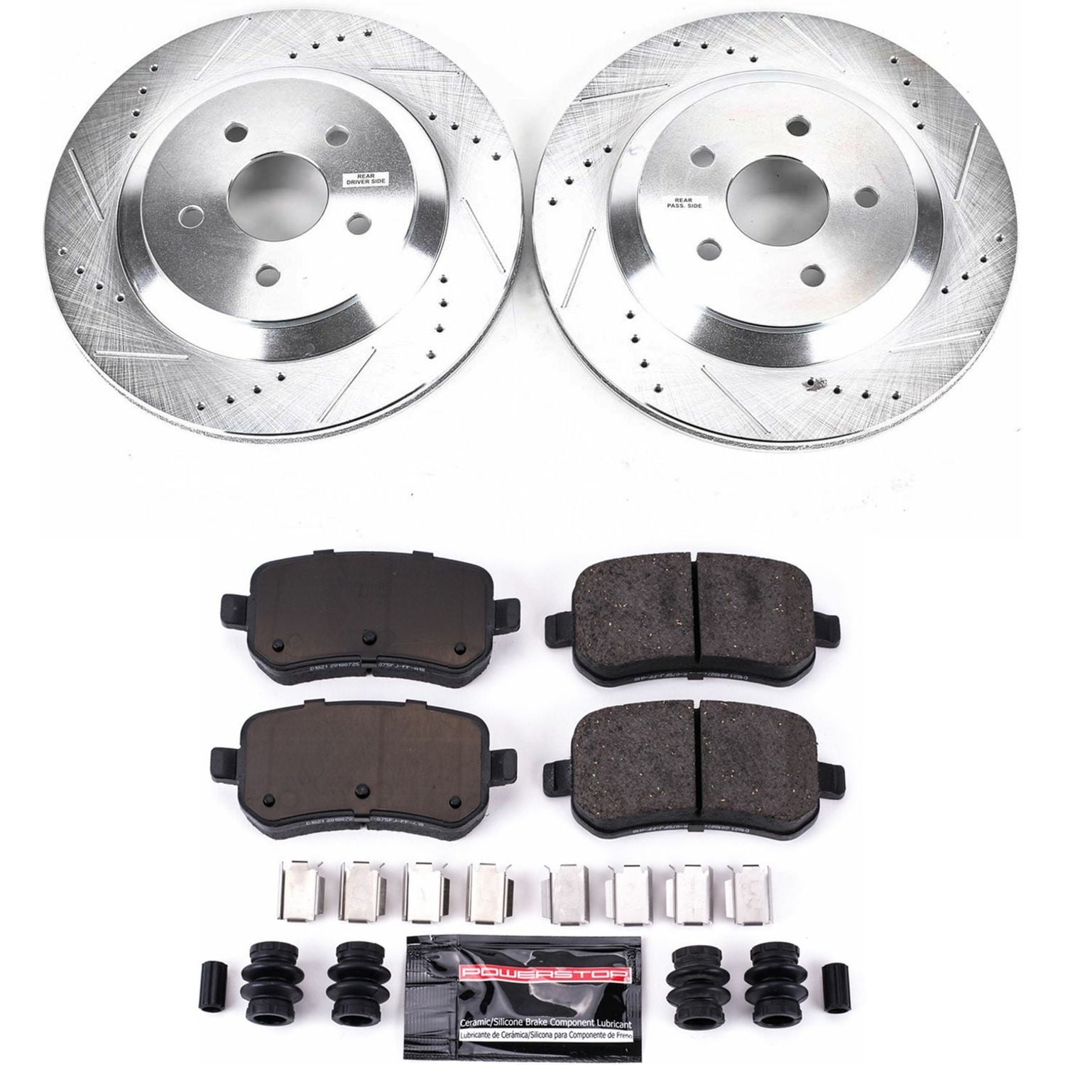 PowerStop Rear Z23 Evolution Sport Carbon-Fiber Ceramic Brake Pad and Drilled & Slotted Rotor Kit Fits: FORD MERCURY Select Models K3061