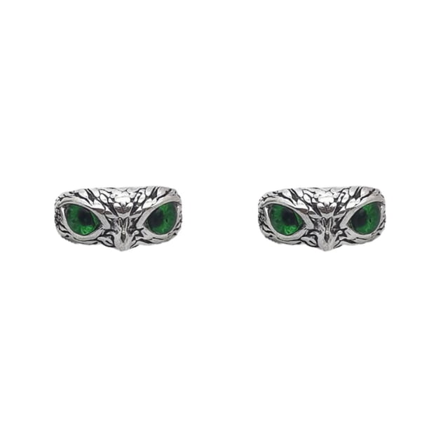 Anillo de ojo de búho Qarigey aleación duradera tamaño ajustable Verde 2Conjunto