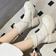 thumbnail image 5 of Lovskoo 2024 Ankle Boots for Women Round Toe Platform Chunky Heel Thick Bottom Inner Height Patent Leather Slope Heel Boots Soft Zipper Short Boots White, 5 of 8