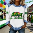 thumbnail image 1 of TaTaai Fashion St Patrick's Day Color Block Women's Long Sleeve Round Neck Shirt, Casual Comfort for Holiday Daily Home Wear Gift, 1 of 5