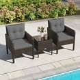 thumbnail image 1 of Gymax Set of 3 Outdoor Patio PE Wicker Furniture Set w/Cushions & Tempered Glass Coffee Table Gray, 1 of 10