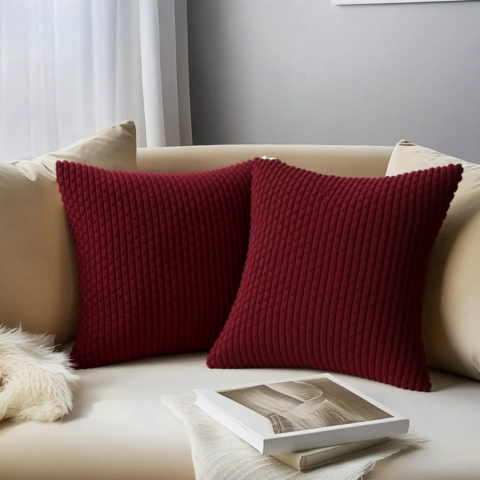 Unique Bargains 2Pcs Decorative Throw Pillow Covers for Sofa Orange 18" x 18"