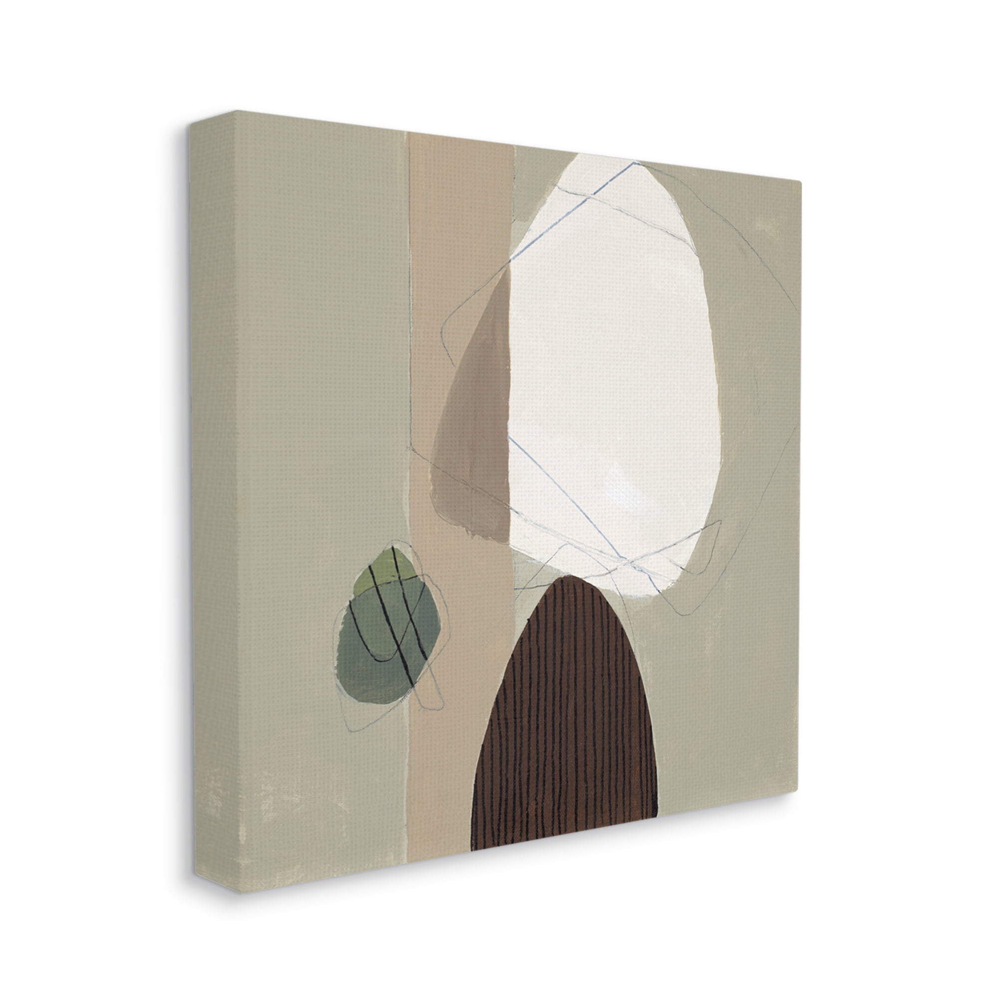 Stupell Industries Neutral Tone Soft Shapes Abstract Painting Gallery Wrapped Canvas Art Print Wall Art, 24 x 24