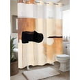 thumbnail image 3 of Beige Black No Hook Shower Curtain and Liner Set Abstract Art Mottled Graffiti Color Block Modern Shower Curtains with Snap-in Liner & See Through Top Window Hotel Style for Bathroom Decor 66x72 Inch, 3 of 8