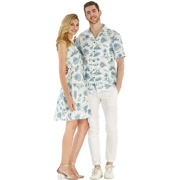  Matchable Couple Hawaiian Luau Shirt or Wide Legged Pants in  Day Dream Bloom : Clothing, Shoes & Jewelry