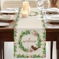 thumbnail image 3 of Table Runners 72 Inches Long Dress Scarves, Spring Botanical Farmhouse Kitchen/Dining Table Runner, Coffee Tablerunners, Garden Birds Floral Leaves Rustic Burlap 18x72 Inch, 3 of 9