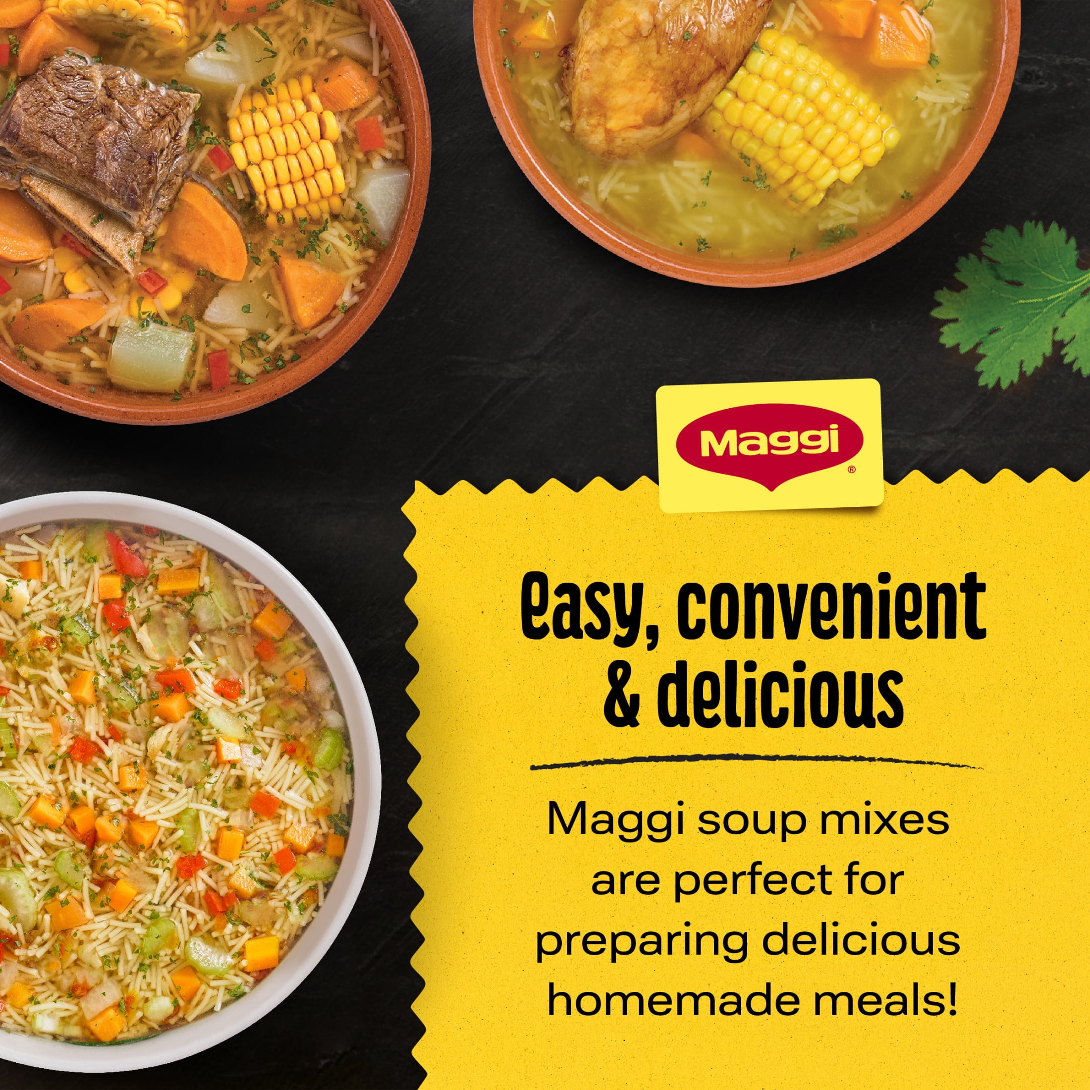 (5 pack) Maggi Sopa Casera Vegetables con Pollo y Fideos Home Style Vegetable Pasta and Chicken Flavor Soup Mix, Instant Soup Packets 3.034 oz