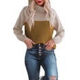 thumbnail image 2 of hirigin Women Sweater, Long Sleeve Turtleneck Contrast Color Knit Pullover for Casual Daily, 2 of 8