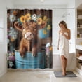 thumbnail image 2 of XQWJWLA Cute Highland Cow Shower Curtain, Farmhouse Floral Highland Cow Shower Curtains for Bathroom, Rustic Artistic Waterproof Fabric Shower Curtain Set, 70x70 Inch(Daisy), 2 of 5