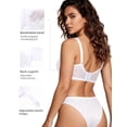 thumbnail image 3 of YANDW Minimizer Sheer Mesh Bras for Women Underwire Plunge Lifting Plus Size Bra, White 36B, 3 of 7