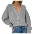 thumbnail image 7 of Cardigan Sweaters for Women Cardigans for Women Trendy Women's Long Sleeve Knit Sweater Open Front Cardigan Button Loose Outerwear, 7 of 7