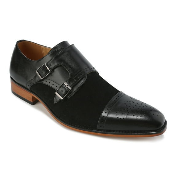 Gino Vitale Men's Double Monk Strap Two-Tone Loafer