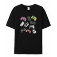thumbnail image 7 of Remote Control Men's T Shirts Game Console T-Shirt for Men Purple Green Blue Sketch Crew Neck Tees Cotton Tops, Black, S, 7 of 7