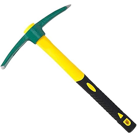 15-Inch Solid Pick Mattock, Forged Garden Pick, Weeding Mattock Hoe Agriculture Hand Tools with Heavy-Duty Fiberglass Handle for Weeding Cultivating Camping or Prospecting