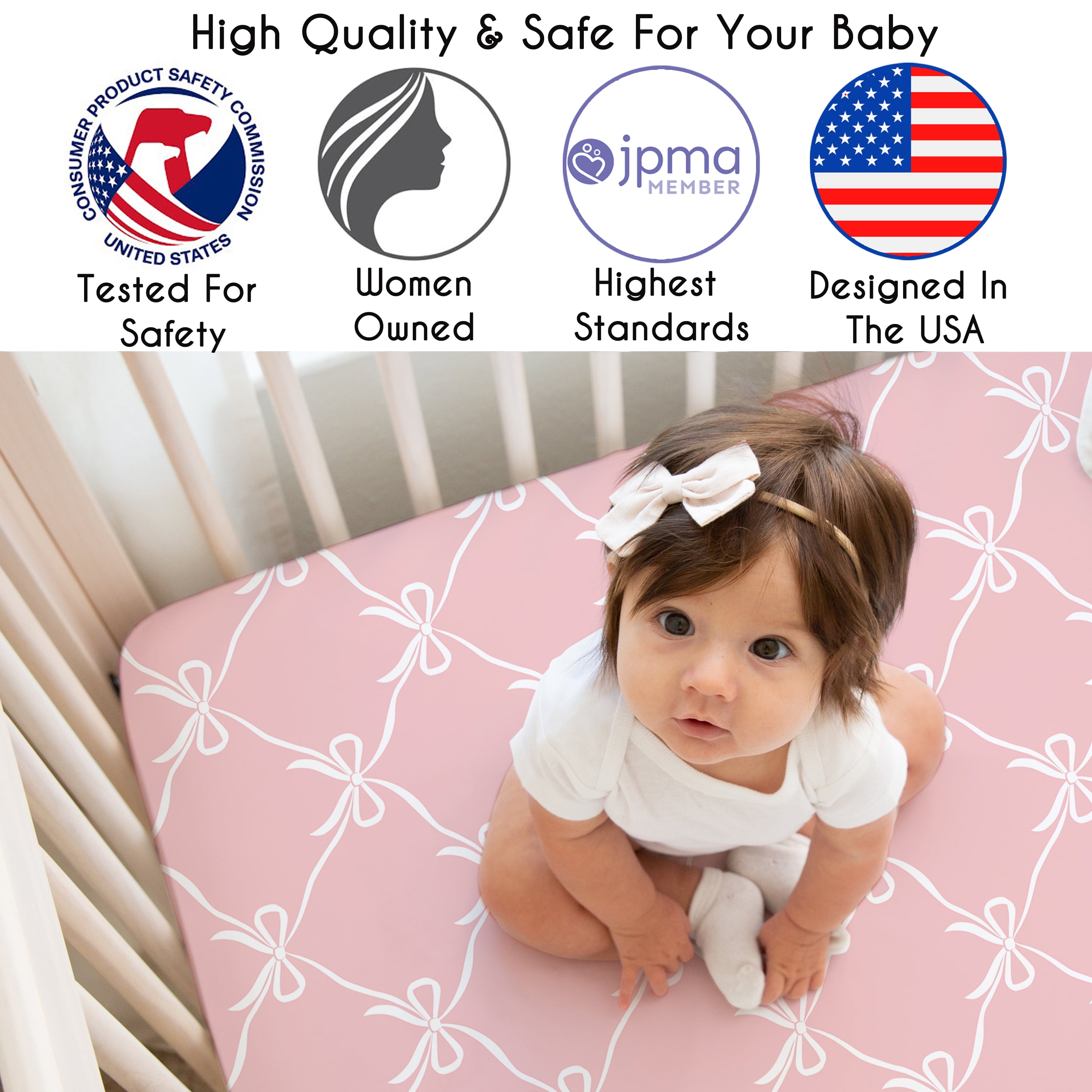 Sweet Jojo Designs Ballerina and Ballet Bows Pink Girls Fitted Crib Sheet