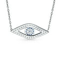 thumbnail image 2 of Bling Jewelry Womens Turkish Blue Evil Eye Pendant Necklace with Pave CZ in Sterling Silver, 2 of 5
