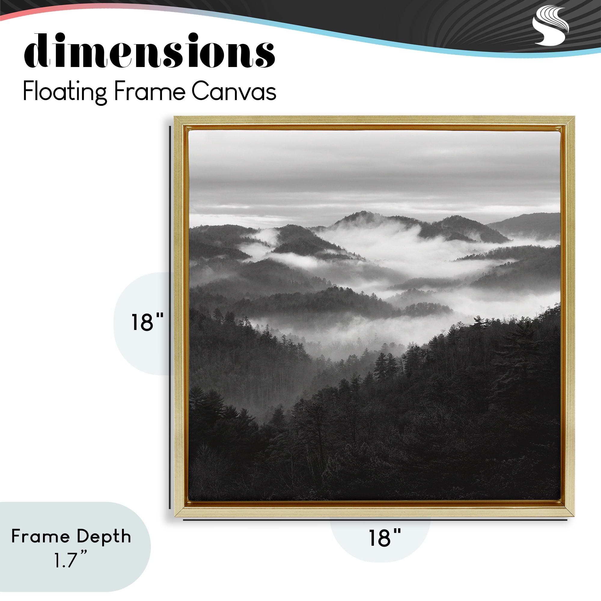 Stupell Industries Smoky Mountains Forest Gold Framed Floater Canvas Wall Art, design by Nicholas Bell
