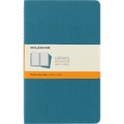 Moleskine Cahier Journals (Set of 3), Large (5" x 8.25"), Ruled, Brisk Blue