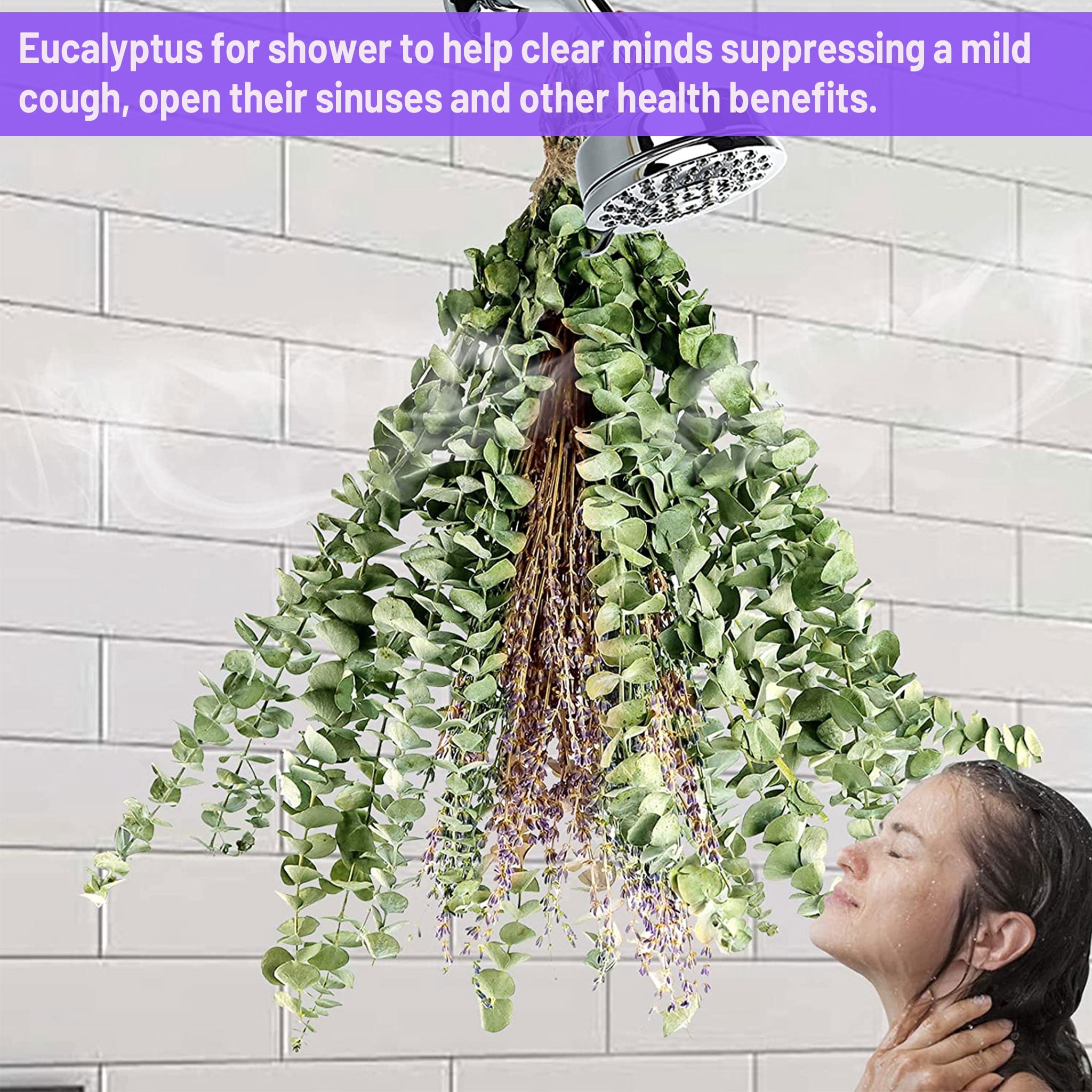 AMI PARTS 120Pcs Dried Preserved Eucalyptus Stems and Lavender Flowers Bundles for Shower