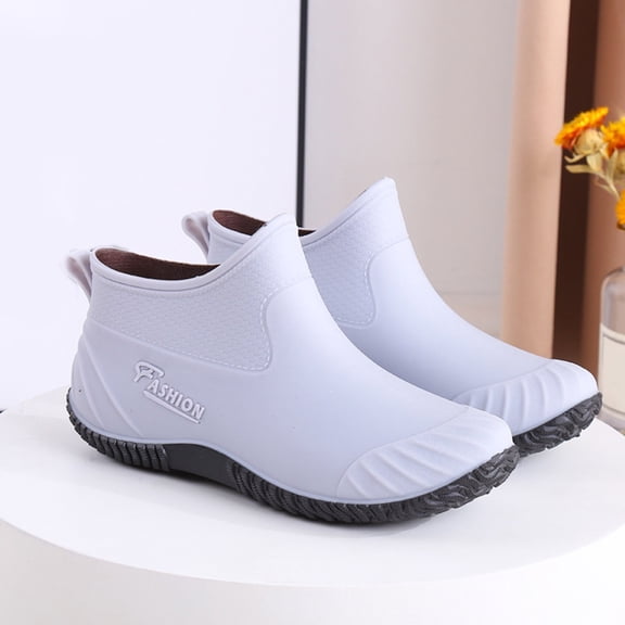 IUJSOY Waterproof Garden Shoes for Women Outdoor Slip on Rain Boots Rubber Short Ankle Booties
