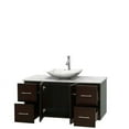 thumbnail image 3 of Centra 48 inch Single Bathroom Vanity in Espresso, White Carrera Marble Countertop, Pyra Bone Porcelain Sink, and No Mirror, 3 of 7