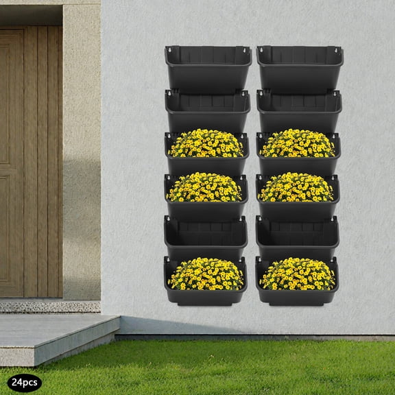 Vertical Garden Planter 24 Pieces Wall Mounted Planters PP Wall Hanging Flower Pot