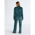 thumbnail image 3 of Joyspun Women’s Stretch Velour Notch Collar Long Sleeve Pajama Set, Sizes XS to 4X, 3 of 5