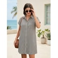 thumbnail image 4 of Zeagoo Cotton Linen Dress for Women Short Sleeve V-Neck Button Down Tunic Shift Dress Casual Breathable Comfy Summer Shirt Dress with Pocket for Beach Vacation and Everyday Wear, 4 of 6