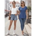 thumbnail image 5 of MOYIKO Women Tshirts Short Sleeve Summer Top Petal Sleeve Pleated Tunic Tee Bright Blue Round Neck Basic T Shirts Clothes Size L, 5 of 7