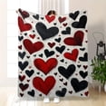 thumbnail image 6 of Red Black Heart Print Flannel Blanket, Soft Warm All-Season, Machine Washable, for Bed Sofa Living Room, Halloween Christmas Valentine Decor, 6 of 7