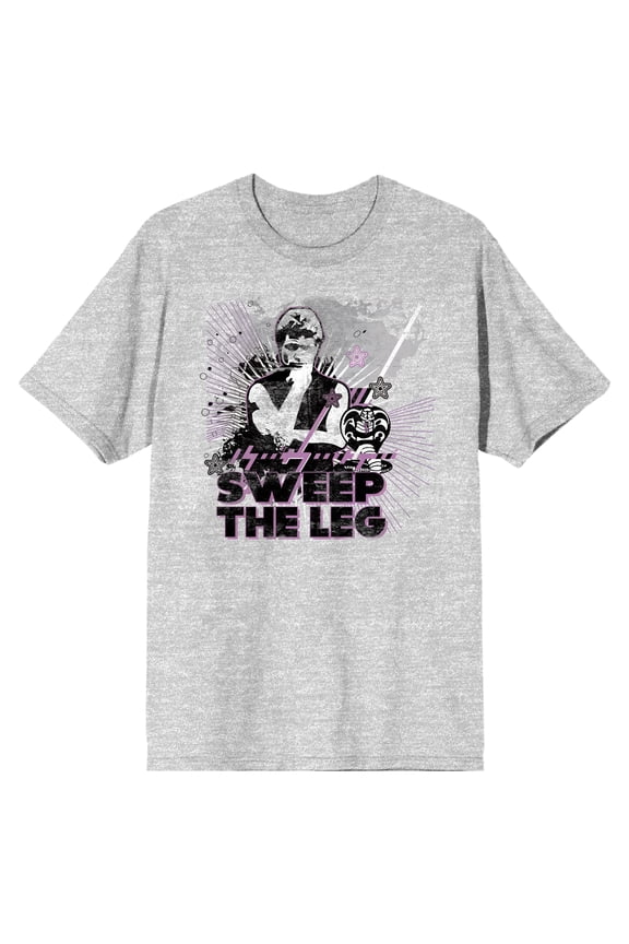 Cobra Kai Sweep The Leg Crew Neck Short Sleeve Athletic Heather Men's T-shirt-Small